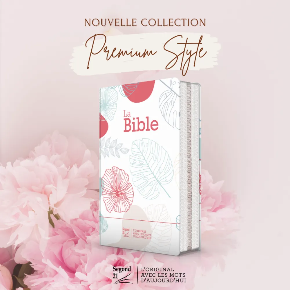Bible Segond 21 compacte (Premium Style) - couverture souple toilée motif fleuri, avec fermeture...