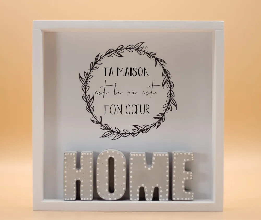 Cementini Wandbild aus Holz HOME - aus Holz & Betonbuchstaben