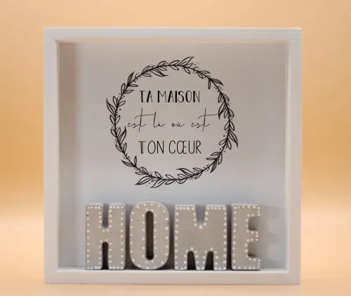 Cementini Wandbild aus Holz HOME - aus Holz & Betonbuchstaben