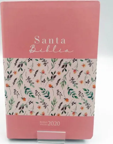 Spanisch, Bibel Reina Valera 2020, biegsam,  rosa mit Motiven bunte Zweige