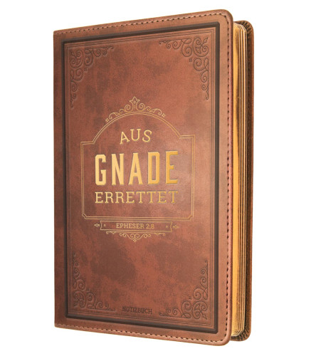 Notizbuch - Aus Gnade errettet - Kunstleder braun