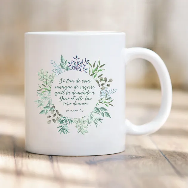 Tasse «Si l'un de vous manque de sagesse…» Jacques 1:5