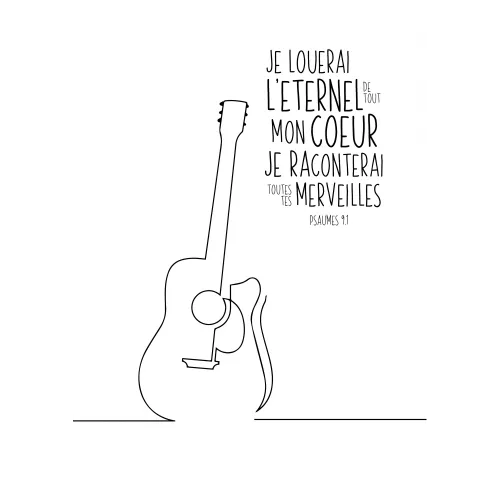 Poster - Guitare "Je louerai l'Eternel, de tout mon cœur…" Psaume 9.1 - Format A4