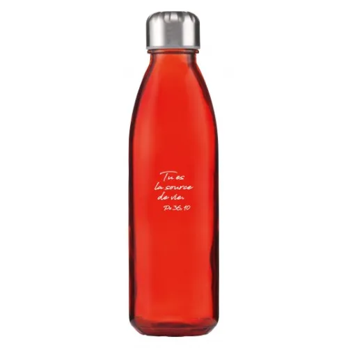 Bouteille en verre - source de vie - rouge, bleu ou vert