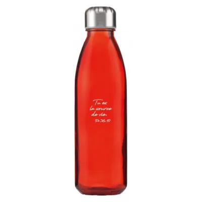 Bouteille en verre Tu es la source de vie - rouge et verte (la bleue est épuisée !!!) Psaume 36.10