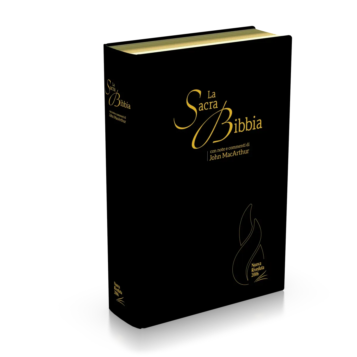 ITALIEN, BIBLE NR, MACARTHUR FIBRO NOIR, ONGLET, TR. OR