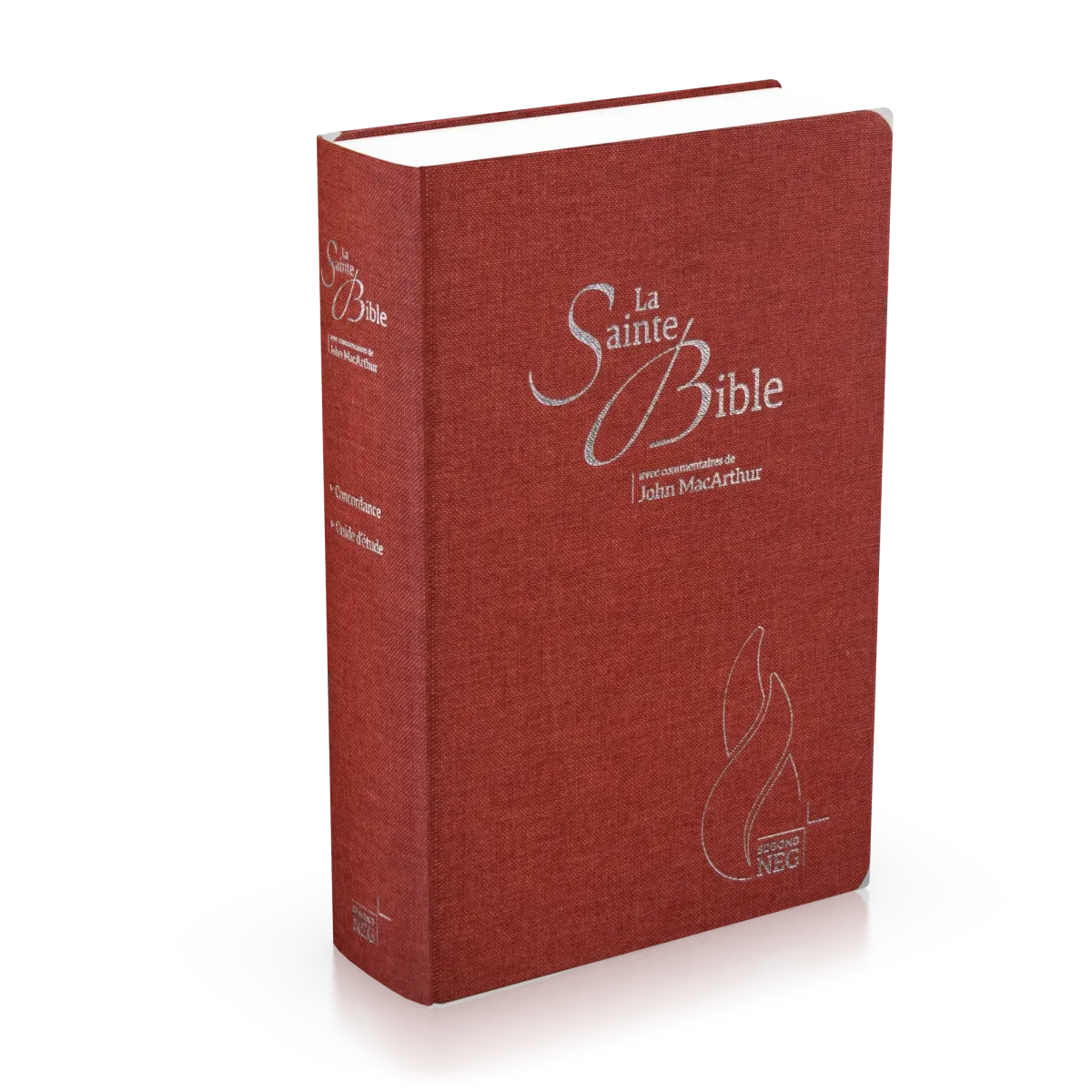 Studienbibel Segond NEG MacArthur, französisch - Softcover, karminroter Leineneinband