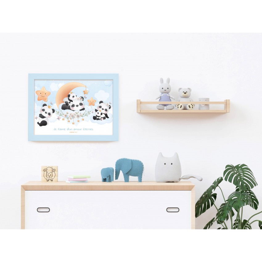 Cadre poster enfant Panda - [collection Mes animaux tout doux]