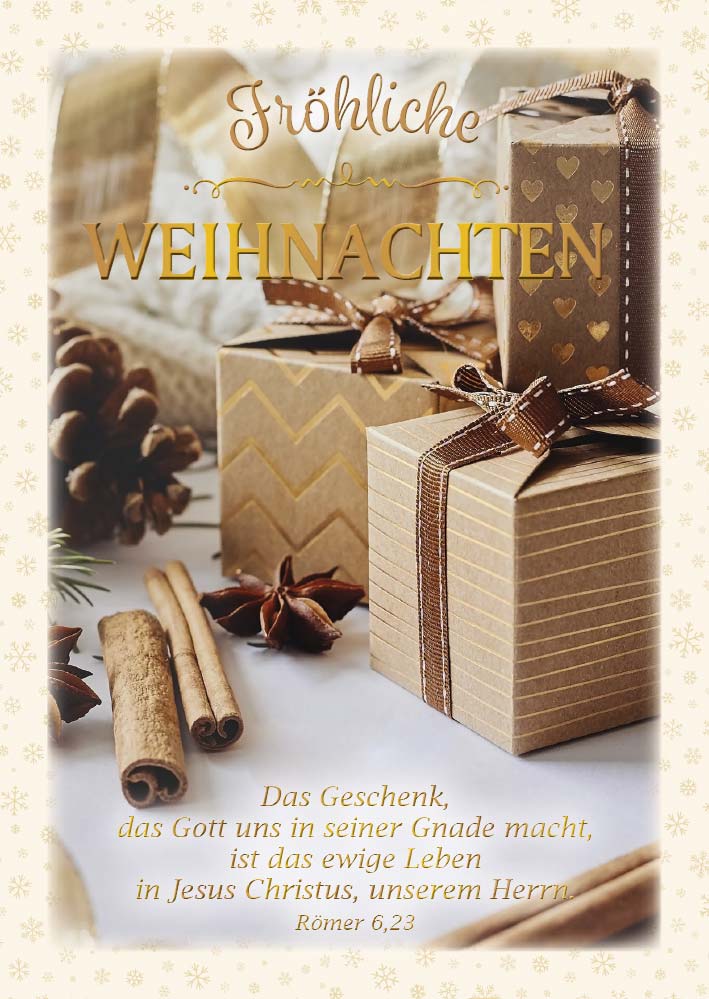 Postkarte Weihnachten Päckchen Zimtstangen