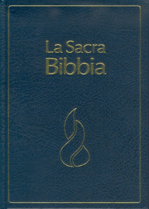 Italien, Bible Nuova Riveduta d'étude à parallèles - rigide bleu, similicuir, tranche blanche