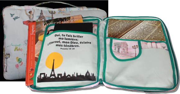 Organiseur tissu imprimé, Psaume 18.28 à l’intérieur