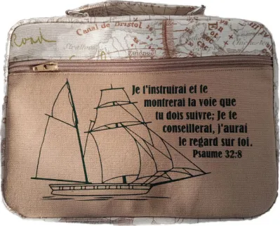 Sacoche Bible, Taille L, "Je t'instruirai et je te montrerai…" Psaume 32.8