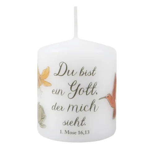 Petite bougie Ps121.3 - motif fleurs et oiseau