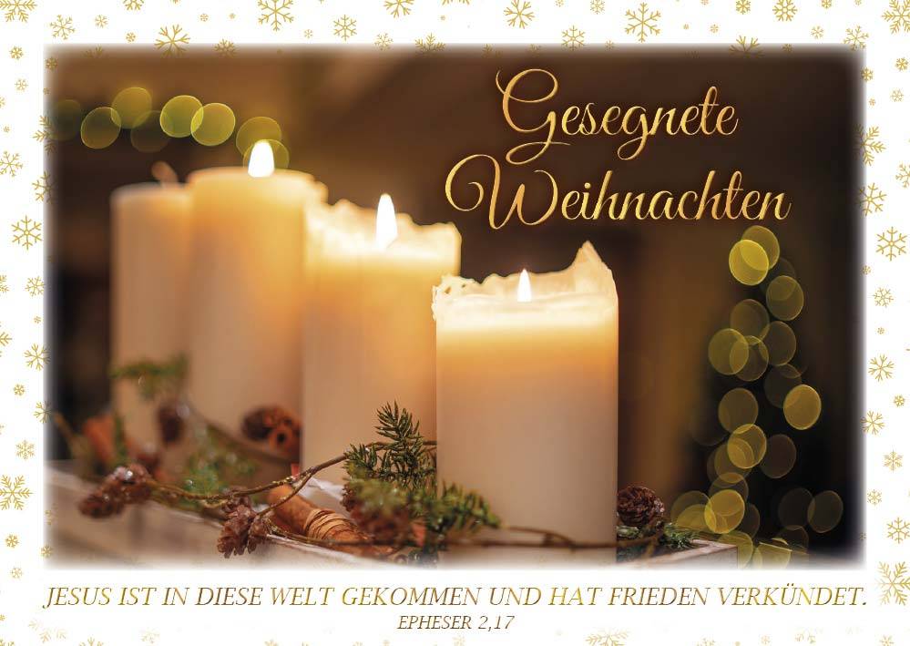 Doppelkarte Weihnachten Vier weisse Kerzen