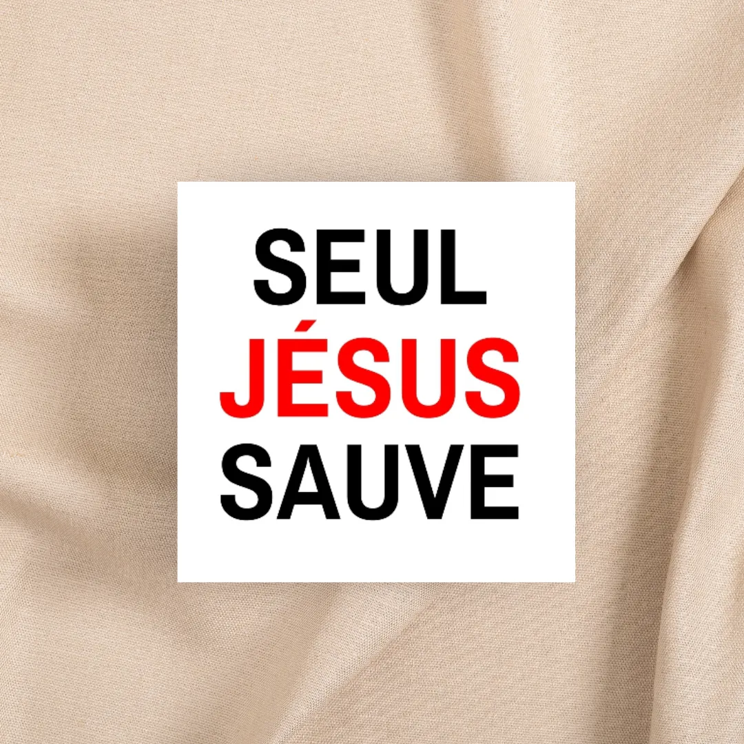 Autocollant "Seul Jésus sauve" - carré 7,5 cm