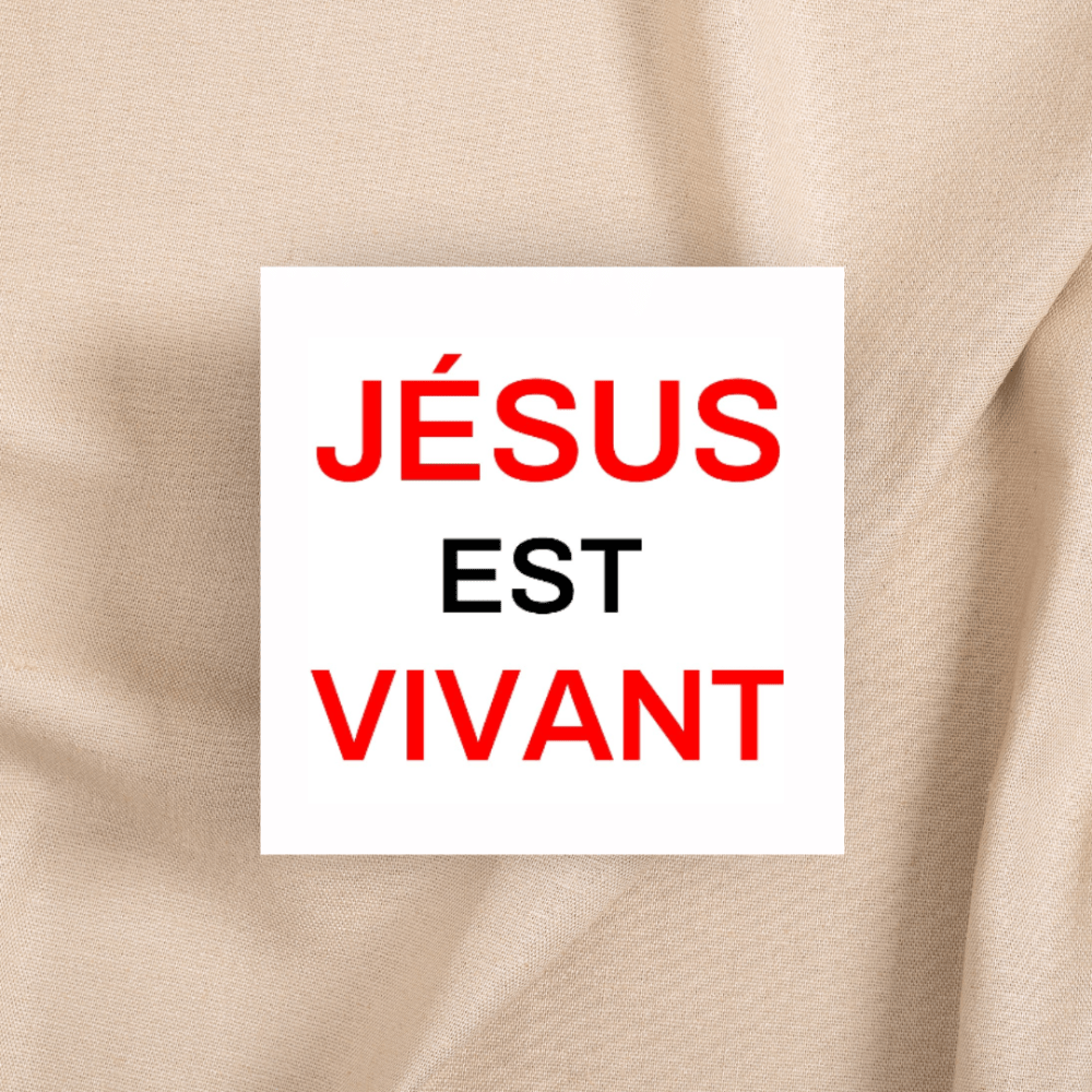 Autocollant "Jésus est vivant" - carré 7,5 cm