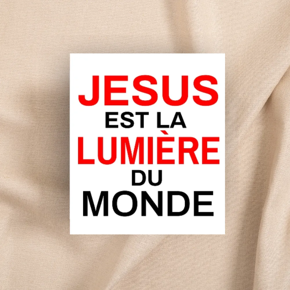 Autocollant "Jésus est la lumière du monde" - carré 7,5 cm