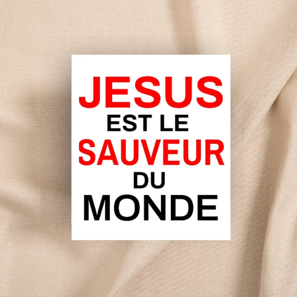 Autocollant "Jésus est le Sauveur du monde" - carré 7,5 cm