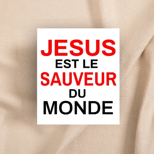 Autocollant "Jésus est le Sauveur du monde" - carré 7,5 cm