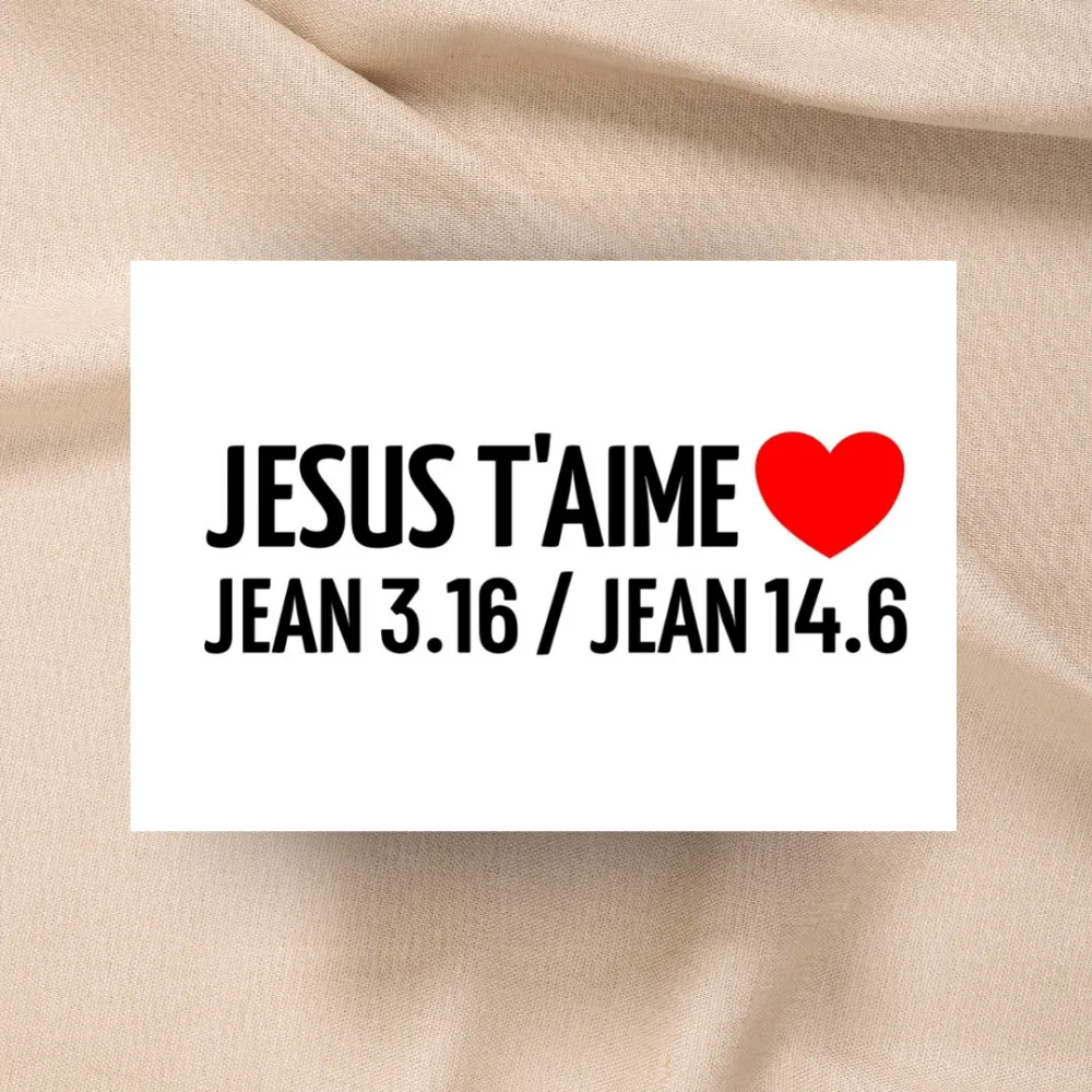 Autocollant "Jésus t'aime - Jean 3.16 / Jean 14.6" - rectangle 15 cm