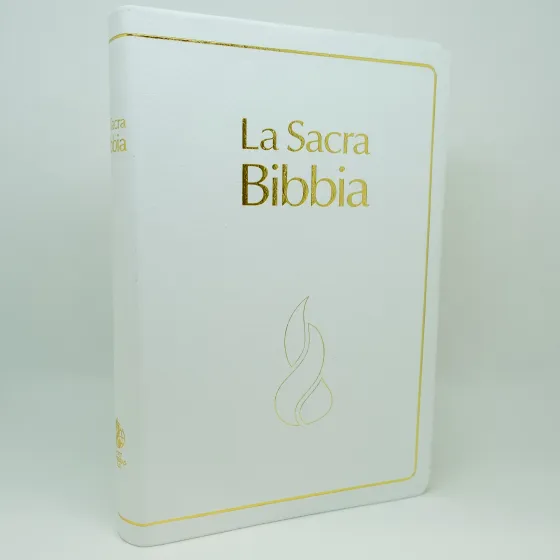 Italienisch, Bibel Nuova Riveduta, Parallelstellen - Fibroleder, Griffregister, Goldschnitt, Weiss