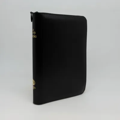 ITALIEN, BIBLE N.R. MINI, FIBRO NOIR, TR. OR FERM. ECLAIR