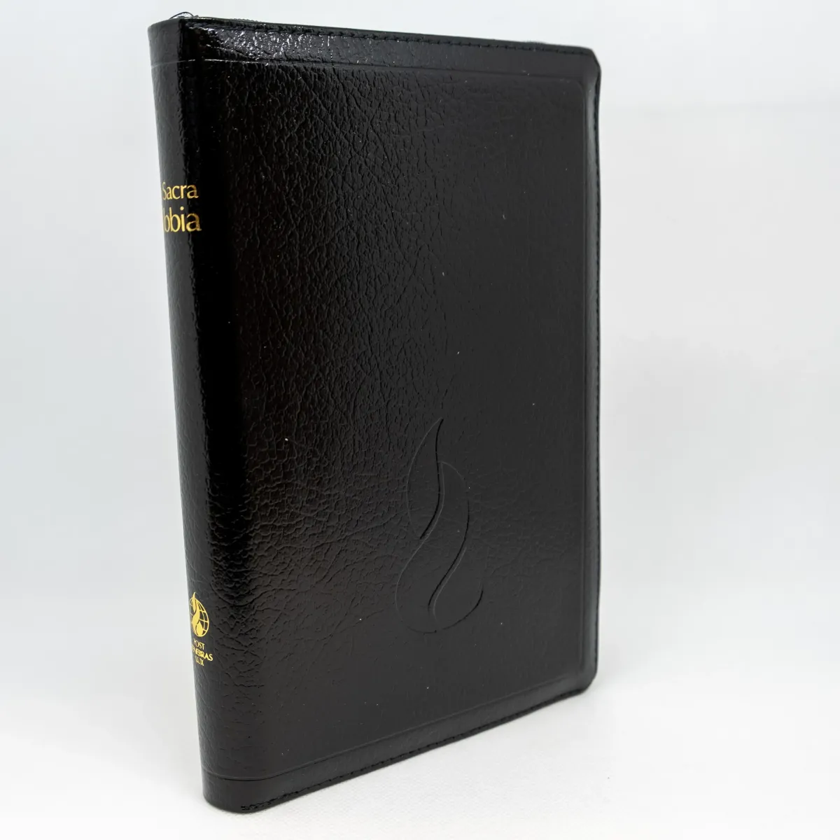 Italien, Bible Nuova Riveduta - fibro noir, fermeture éclair onglets, tranche or