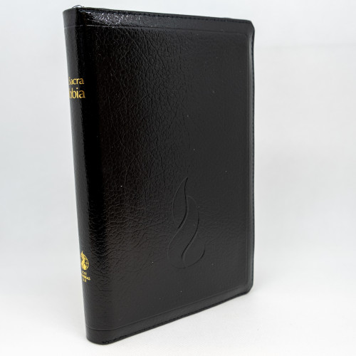 Italien, Bible Nuova Riveduta - fibro noir, fermeture éclair onglets, tranche or