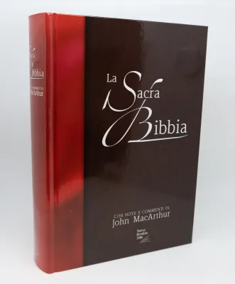 ITALIEN, BIBLE NR, MACARTHUR, RIGIDE ILLUSTREE NOIR ET ROUGE