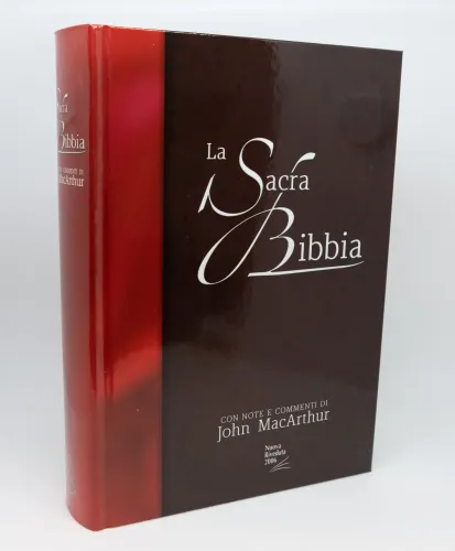 ITALIEN, BIBLE NR, MACARTHUR, RIGIDE ILLUSTREE NOIR ET ROUGE