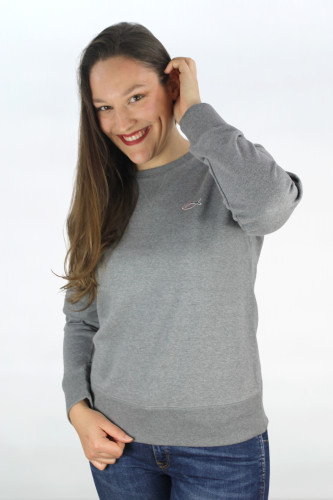 Sweat gris chiné femme, bio col rond