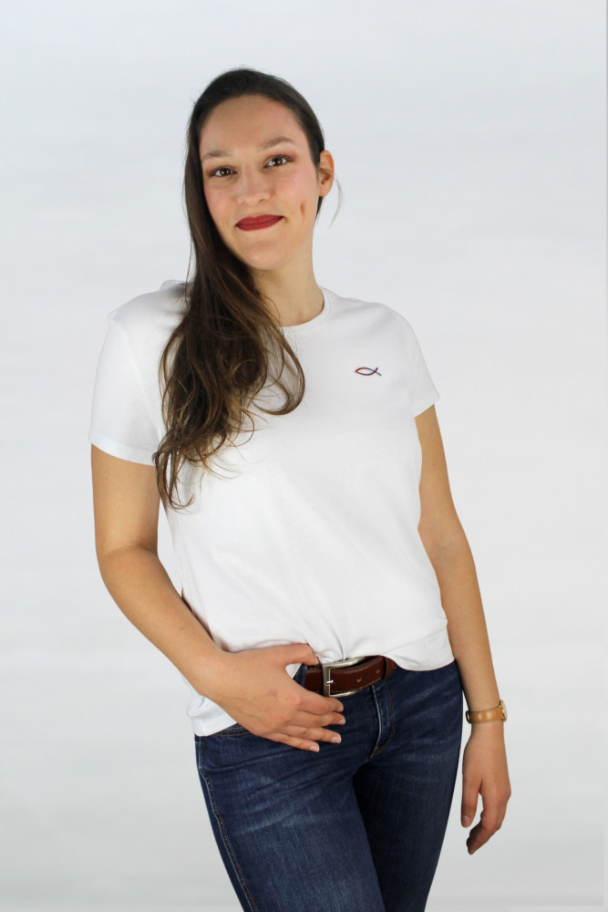 T-Shirt blanc femme col rond