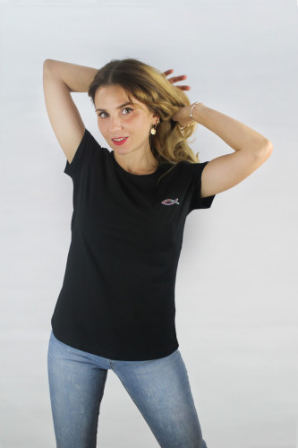 T-Shirt noir femme col rond