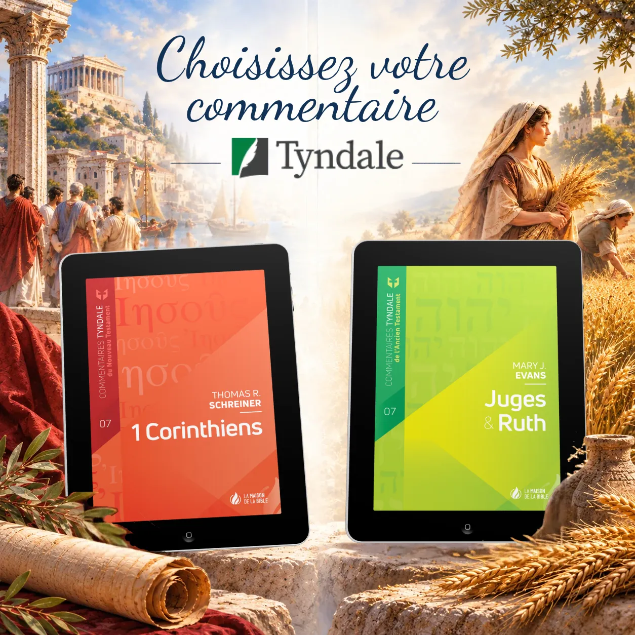   E-BOOK OFFERT   À l'occasion de votre visite sur notre stand, nous avons la joie de vous proposer la lecture de l'un des deux commentaires Tyndale ci-dessous. Choisissez entre 1 Corinthiens ou Juge &amp; Ruth, puis entrez le code promo qui vous a été communiqué lors de notre rencontre à Co-26.   Bonne lecture !  